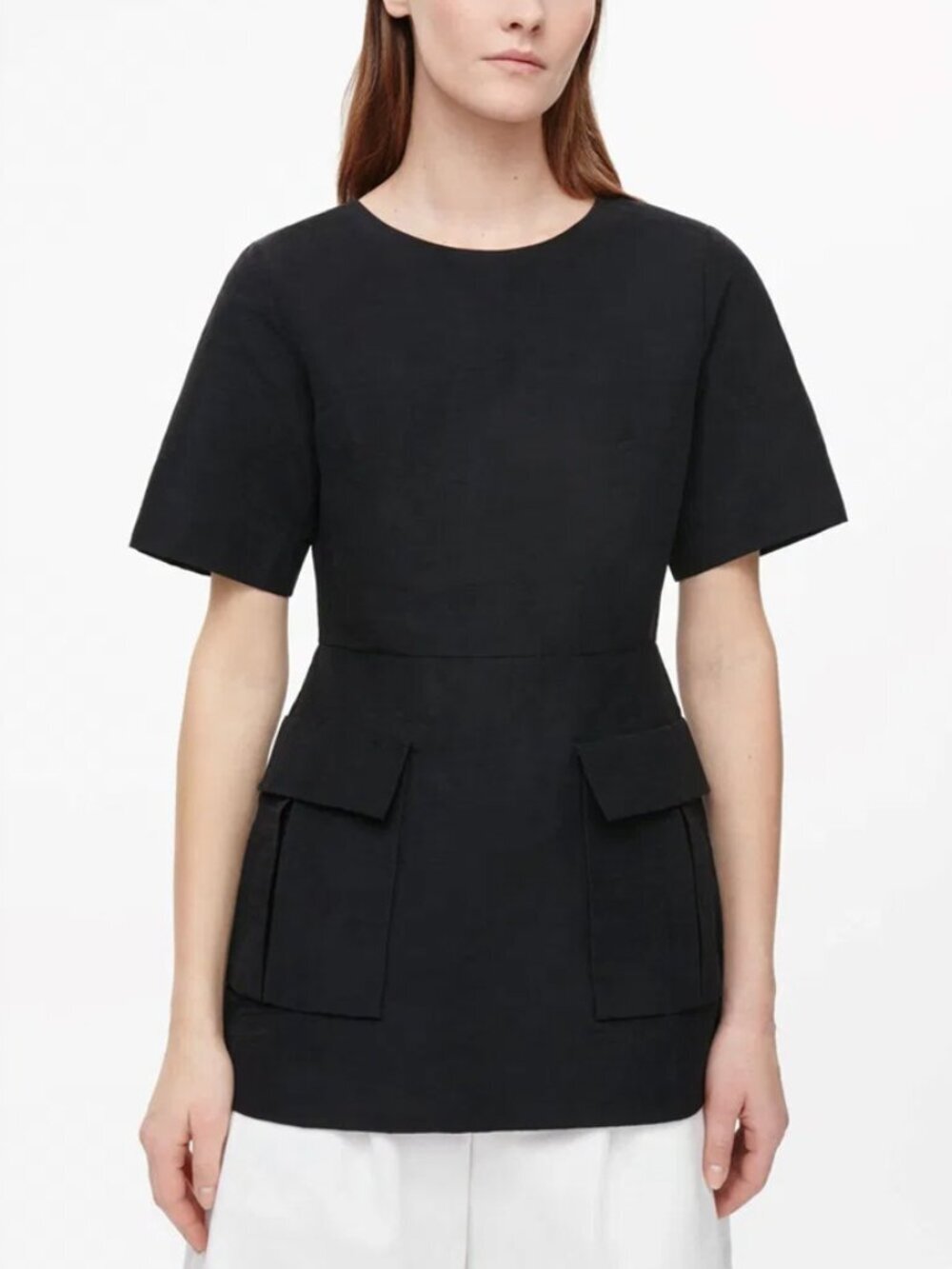 COS Black Waisted Utility Tunic Top Size 4